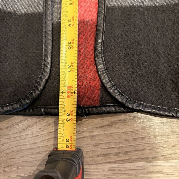 Anne Klein Plaid Belted Ruana Wrap One Size Red Black Gray Oversized Cape Shawl - Picture 6 of 7